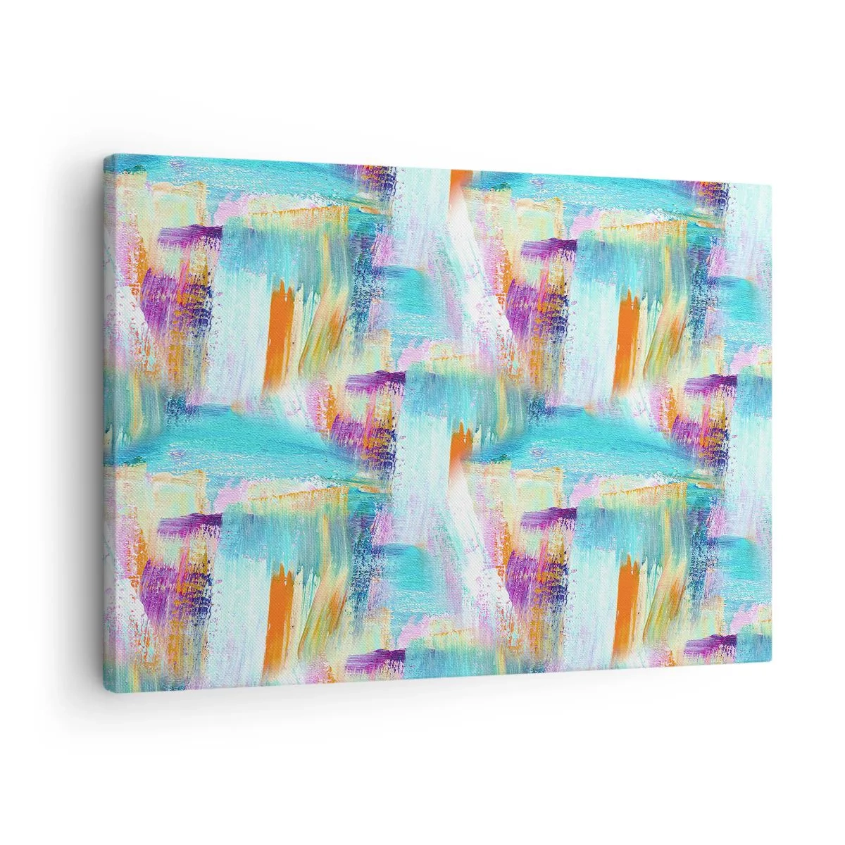 Bild auf Leinwand - Leinwandbild - Farbenfrohe Abstraktion mit dynamischen Pinselstrichen - 70x50cm - Fröhlicher Labyrinth-Liner - Moderne Wanddekoration für Wohnzimmer und Schlafzimmer ARTTOR