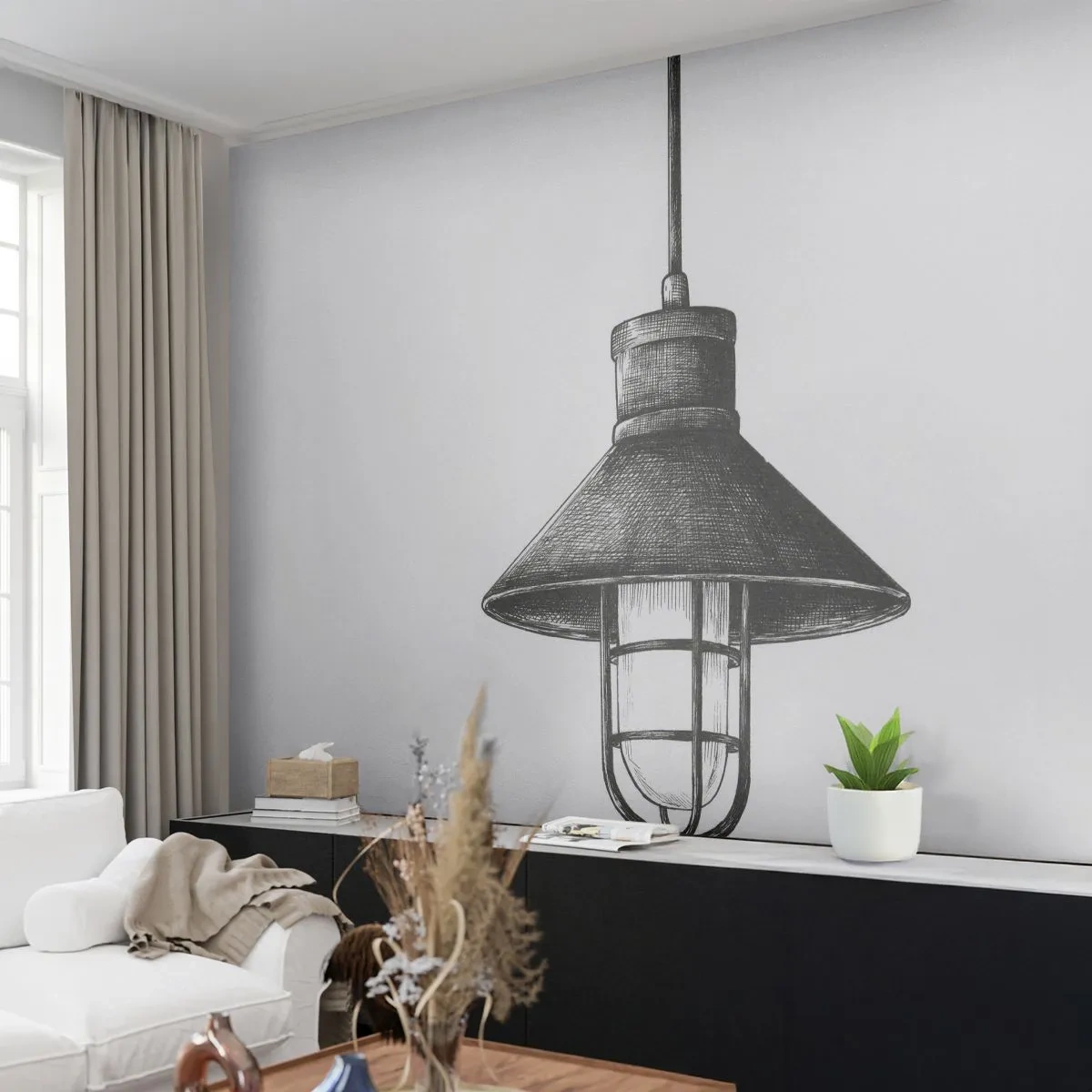 Fototapete Premium Canvas - Wie vor Jahren… - Lampe, Zeichnung, Bleistift - 500x350 cm