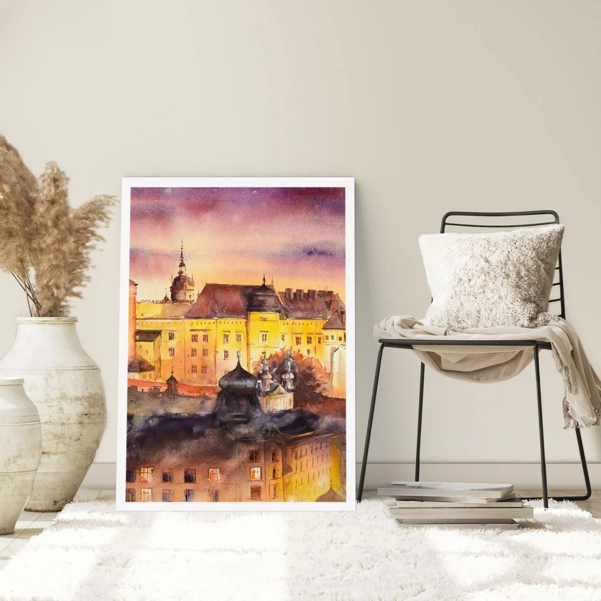 Poster - Ein malerischer Blick auf die Stadt im Licht der untergehenden Sonne - 50x70cm - Geschichte und Märchen - Moderne Wanddekoration für Wohnzimmer und Schlafzimmer ARTTOR