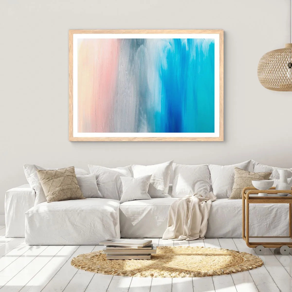 Poster in einem Rahmen aus heller Eiche - Elemente: Luft - 100x70 cm