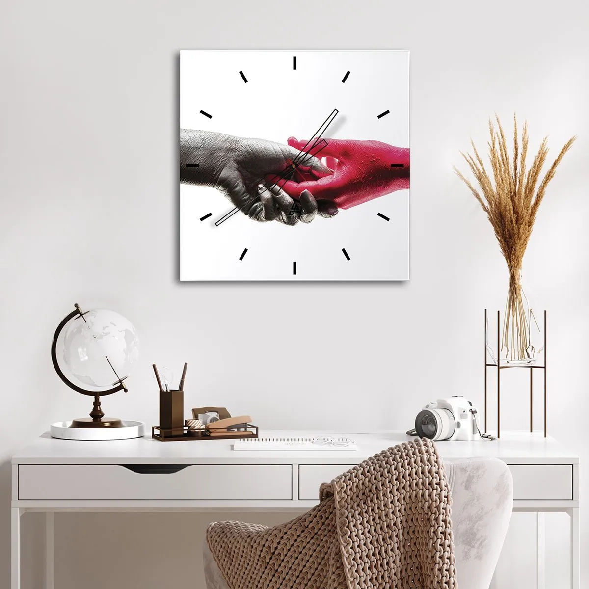 Wanduhr - Glasuhr - Gemeinsam, obwohl anders - 30x30 cm