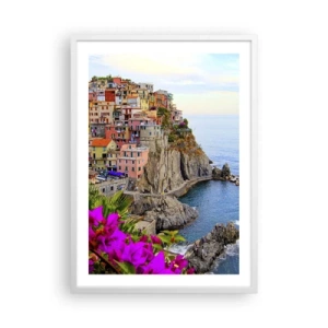 Poster in einem weißen Rahmen - Lachende Stadt - 50x70 cm