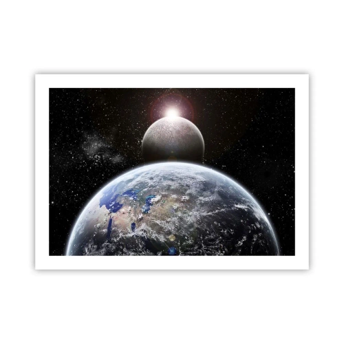 Poster - Weltraumlandschaft - Sonnenaufgang - 70x50 cm