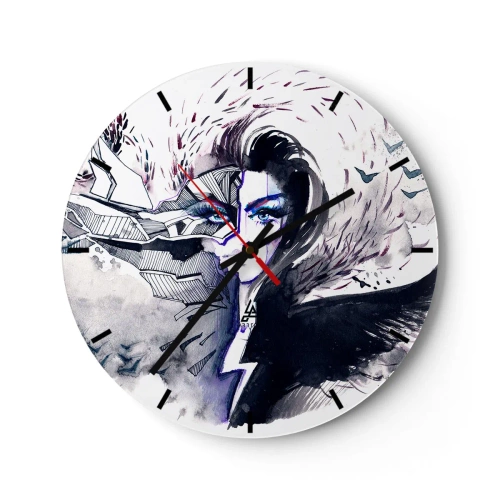 Wanduhr - Glasuhr - Dämonisch und schön - 40x40 cm