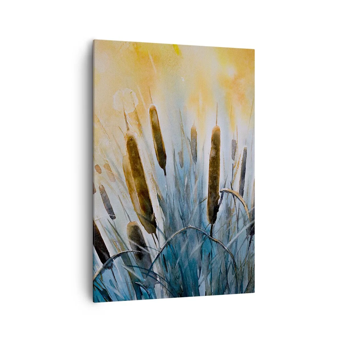 Bild auf Leinwand - Leinwandbild - Malerisches Schilf in den Sonnenstrahlen - 70x100cm - Die Kälte des Wassers, die Hitze der Sonne - Moderne Wanddekoration für Wohnzimmer und Schlafzimmer ARTTOR