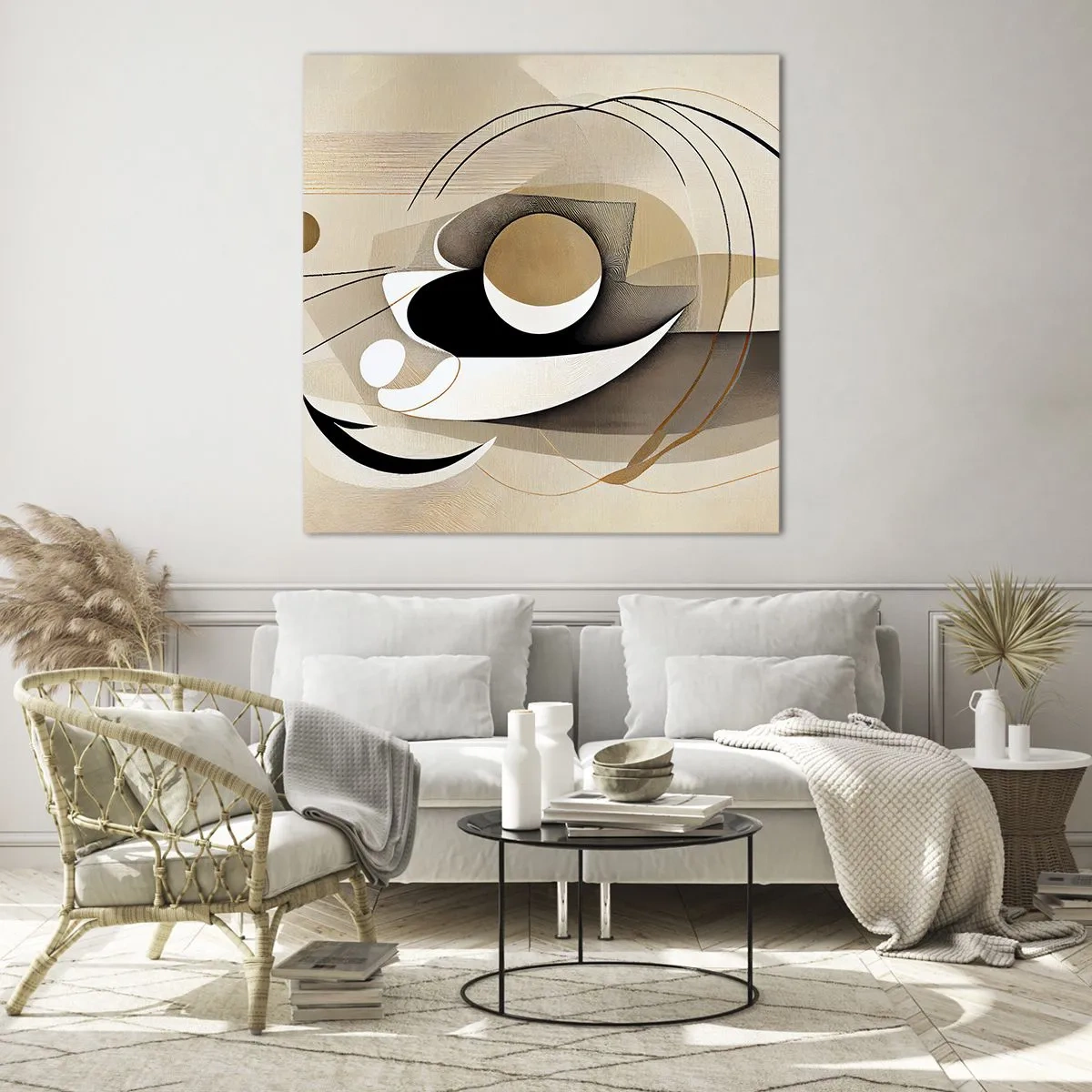 Glasbild - Bild auf glas - Komposition: die Essenz des Wortes - 50x50 cm