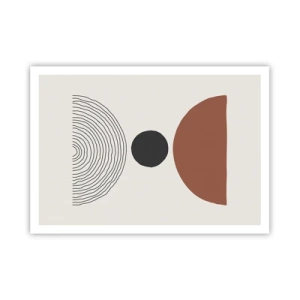 Poster - Abstrakte geometrische Figuren in warmen Farben - 100x70cm - Das Zentrum der Aufmerksamkeit - Moderne Wanddekoration für Wohnzimmer und Schlafzimmer ARTTOR