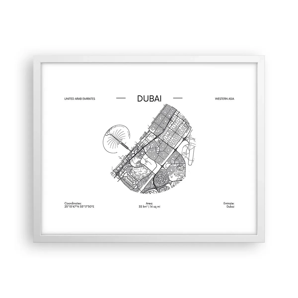 Poster in einem weißen Rahmen - Anatomie von Dubai - 50x40 cm