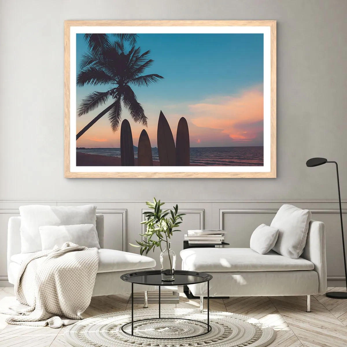 Poster in einem Rahmen aus heller Eiche - Morgen wird es auch lustig - 100x70 cm