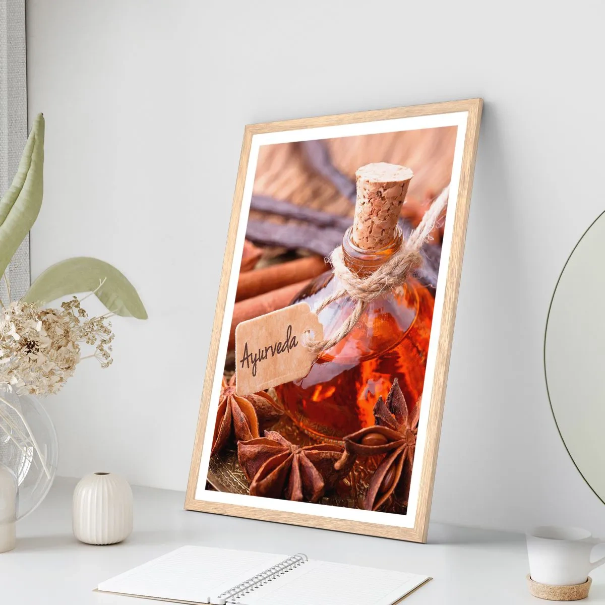 Poster in einem Rahmen aus heller Eiche - Zur Einheit von Körper und Geist - 50x70 cm