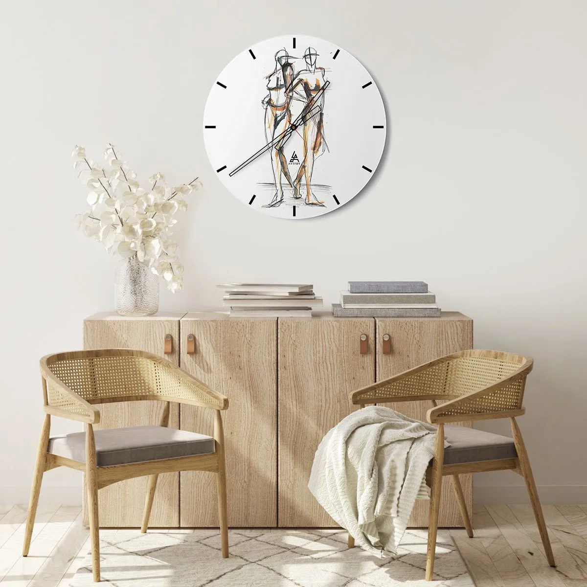 Wanduhr - Glasuhr - Künstlerische Charakterskizze im minimalistischen Stil - 30x30cm - Studie der Gnade - Moderne Wanddekoration für Wohnzimmer, Küche und Schlafzimmer ARTTOR