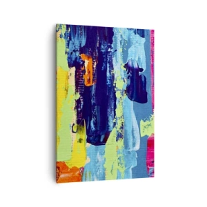 Bild auf Leinwand - Leinwandbild - Abstrakte Farbkomposition in dynamischer Form - 70x100cm - Das Leben ist wunderschoen! - Moderne Wanddekoration für Wohnzimmer und Schlafzimmer ARTTOR