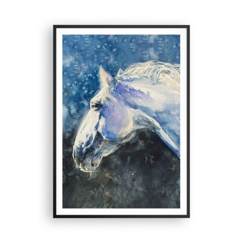 Poster in einem schwarzem Rahmen - Porträt in blauem Glanz - 70x100 cm