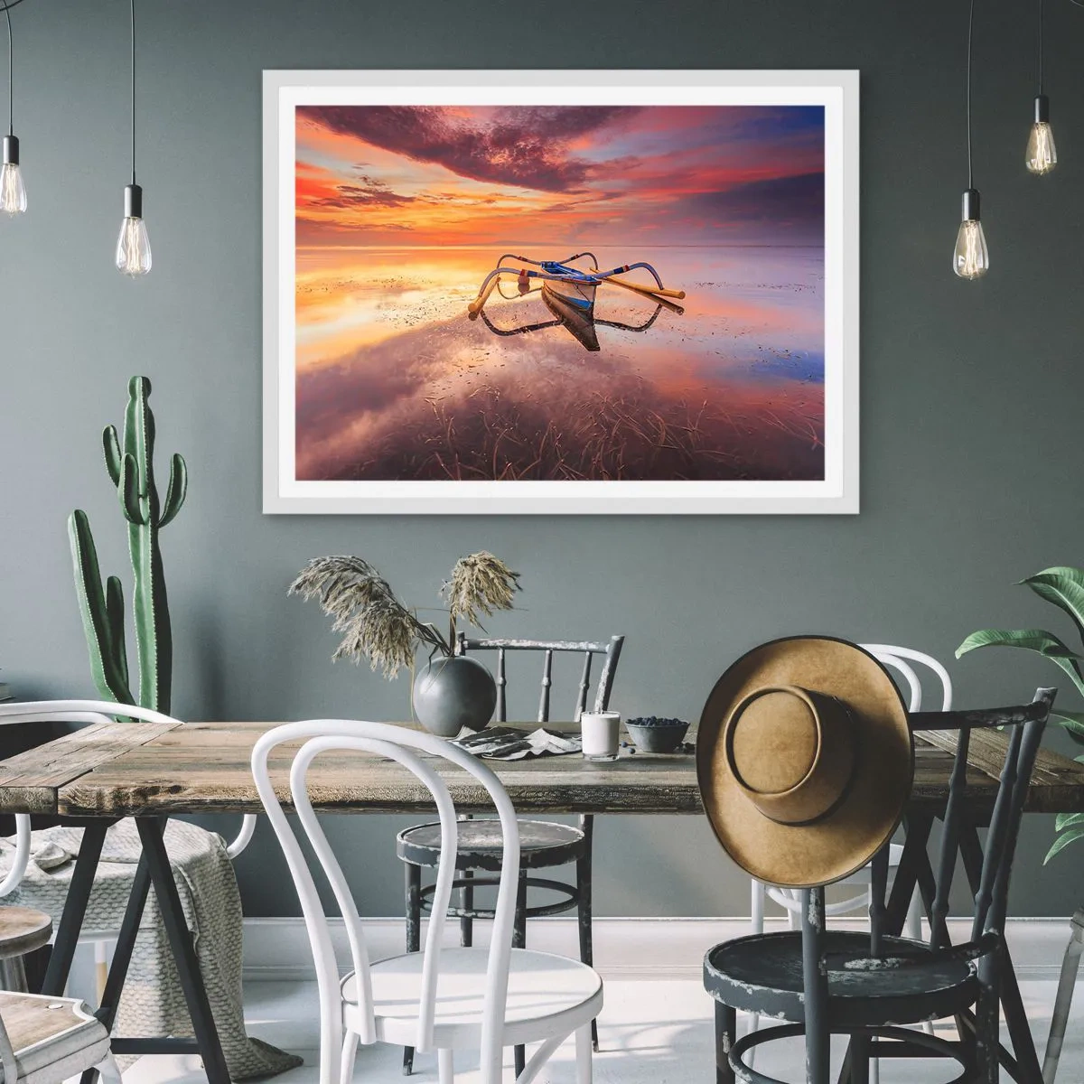 Poster in einem weißen Rahmen - Die Ruhe eines tropischen Abends - 40x30 cm