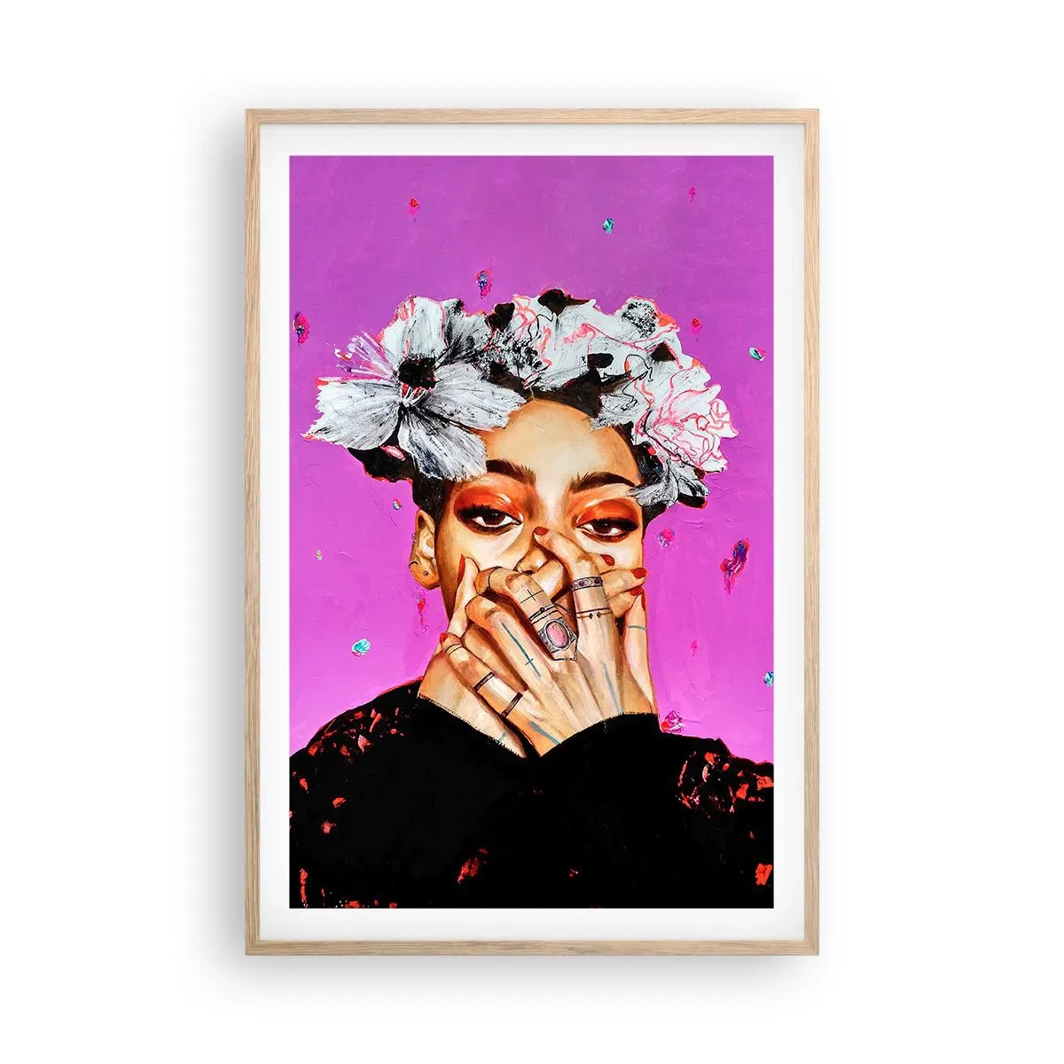 Poster in einem Rahmen aus heller Eiche - Bisschen verrückt - 61x91 cm