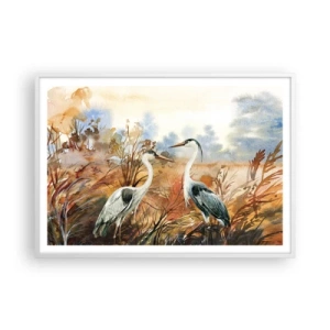 Poster in einem weißen Rahmen - Wohin im Herbst? - 100x70 cm