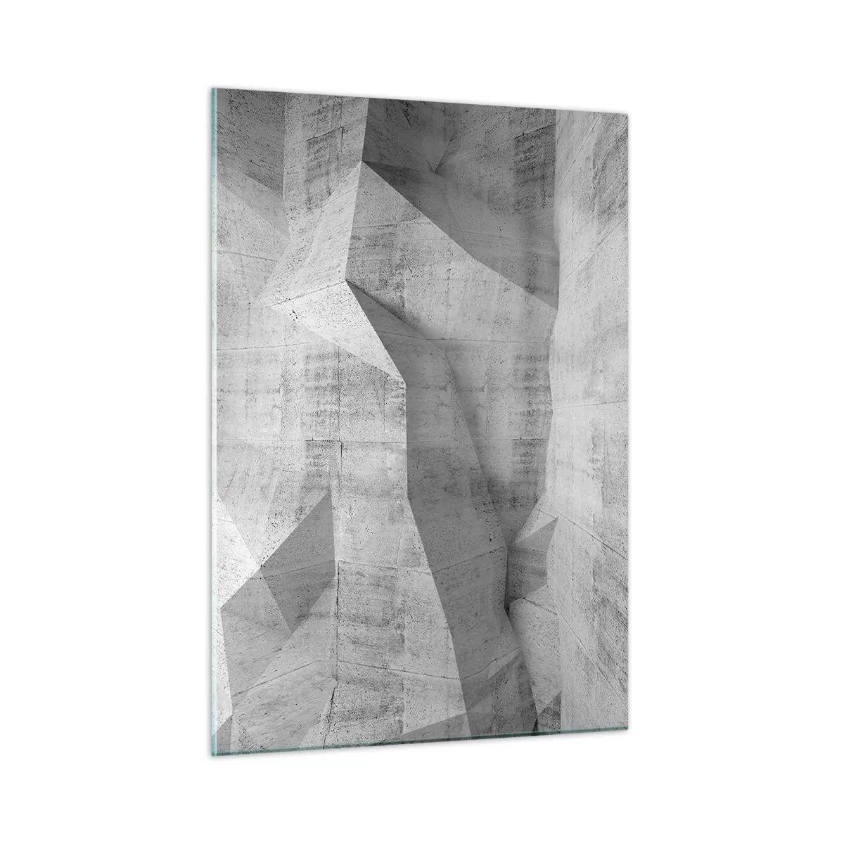 Glasbild - Bild auf glas - Geometrische Betonstruktur in Grautönen - 50x70cm - Eine echte Herausforderung - Moderne Wanddekoration für Wohnzimmer und Schlafzimmer ARTTOR