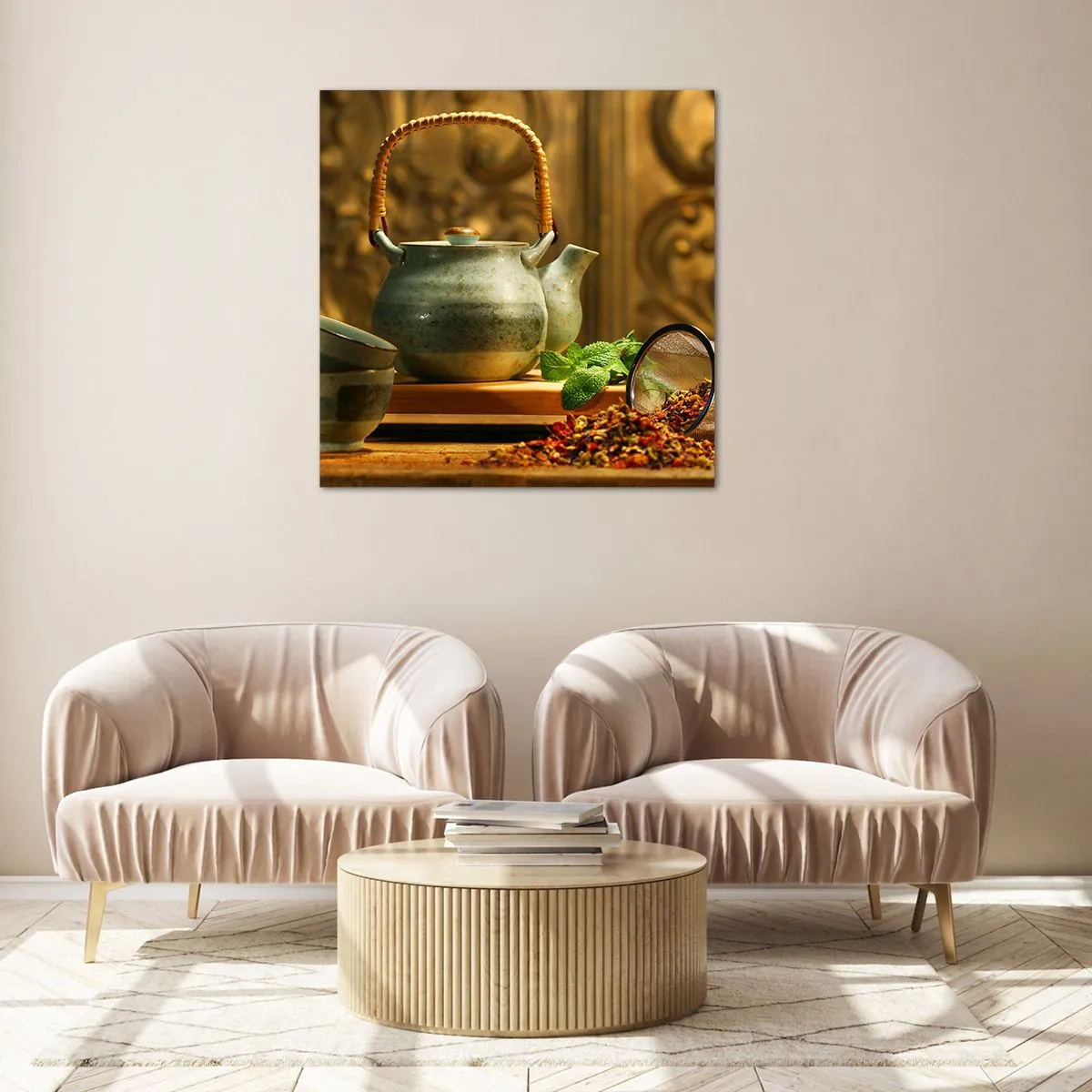 Glasbild - Bild auf glas - Abhandlung über das Teetrinken - 70x70 cm