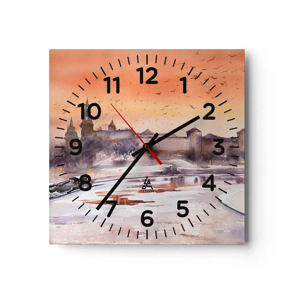 Wanduhr - Glasuhr - Königlicher Sonnenuntergang - 40x40 cm