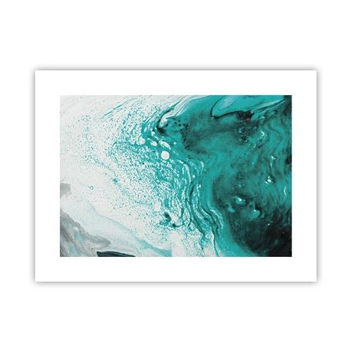 Poster - Verschmelzen in Weiß und Türkis - 40x30 cm
