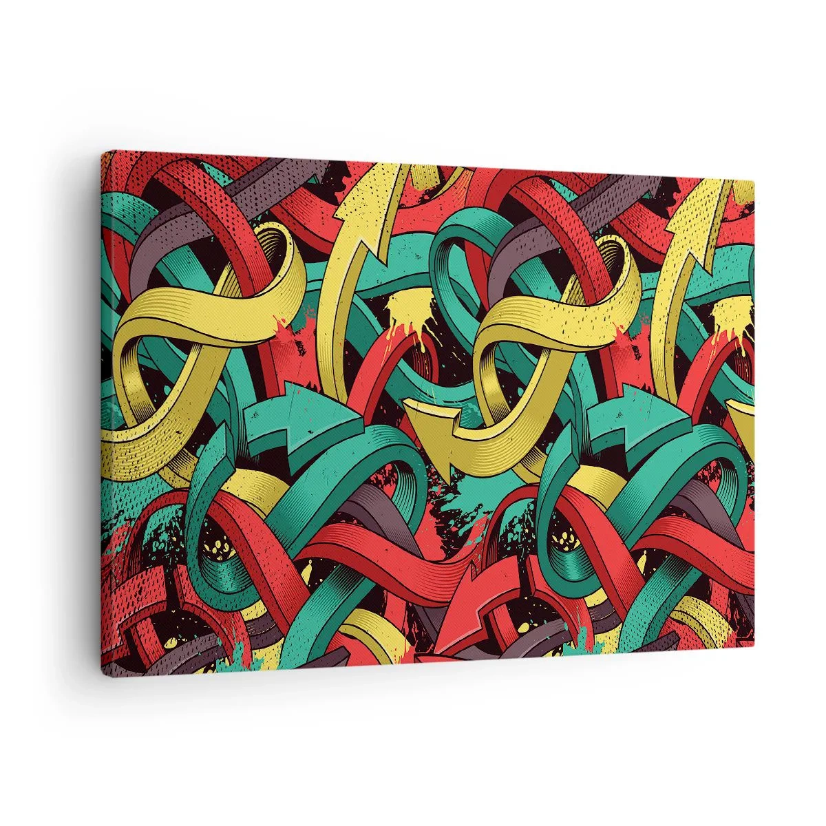 Bild auf Leinwand - Leinwandbild - Abstrakte Pfeile in leuchtenden Farben schaffen Chaos - 70x50cm - Welcher Weg zum Ziel? - Moderne Wanddekoration für Wohnzimmer und Schlafzimmer ARTTOR