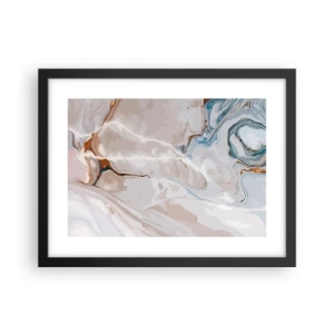 Poster in einem schwarzem Rahmen - Blau schlängelt sich unter dem Weiß - 40x30 cm