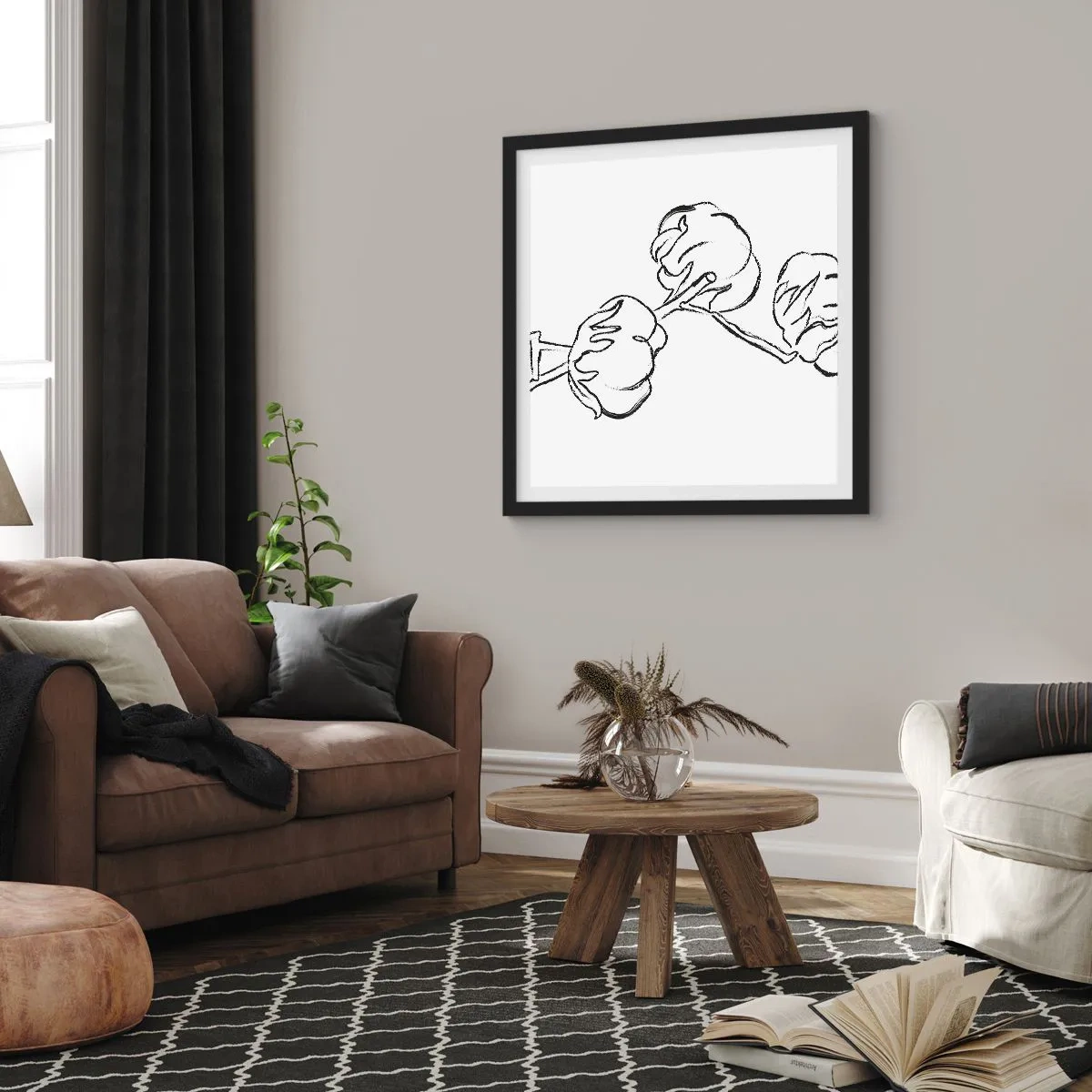 Poster in einem schwarzem Rahmen - Baumwolldaunen - 40x40 cm