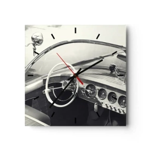 Wanduhr - Glasuhr - Oldtimer-Innenraum im monochromen Stil - 30x30cm - Wetter für die Reichen - Moderne Wanddekoration für Wohnzimmer und Schlafzimmer ARTTOR