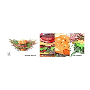 Fototapeten Muster Selbstklebend Deluxe Sticker - Heiße Versuchung - Gastronomie, Hamburger, Kulinarisch - 100x30 cm