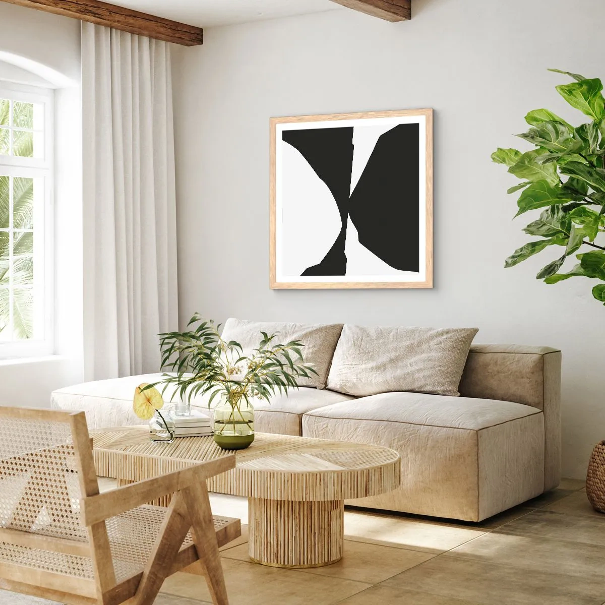 Poster in einem Rahmen aus heller Eiche - Positiv negativ - 60x60 cm