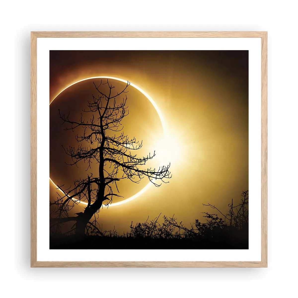 Poster in einem Rahmen aus heller Eiche - Totale Finsternis - 60x60 cm