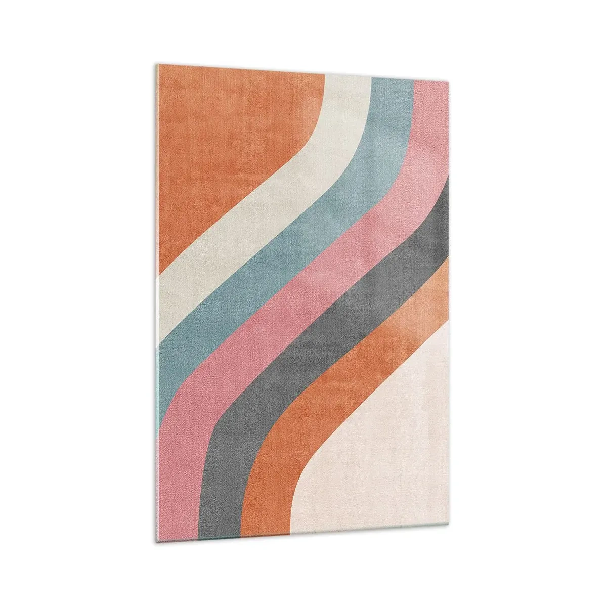 Glasbild - Bild auf glas - Bunte Retro-Streifen - 70x100cm - Diagonale Komposition – Bewegung - Moderne Wanddekoration für Wohnzimmer und Schlafzimmer ARTTOR