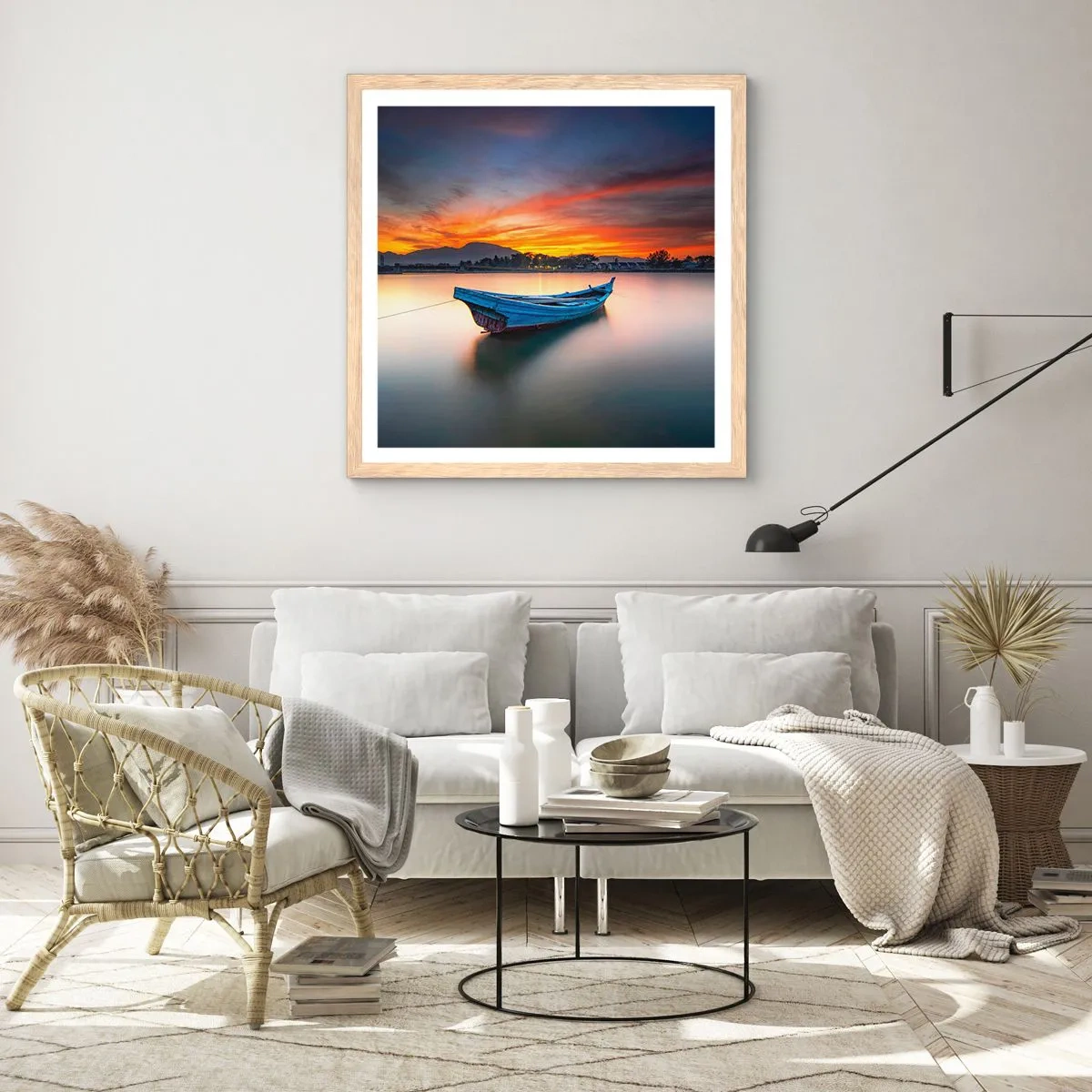 Poster in einem Rahmen aus heller Eiche - Eine gute Nacht kommt - 60x60 cm