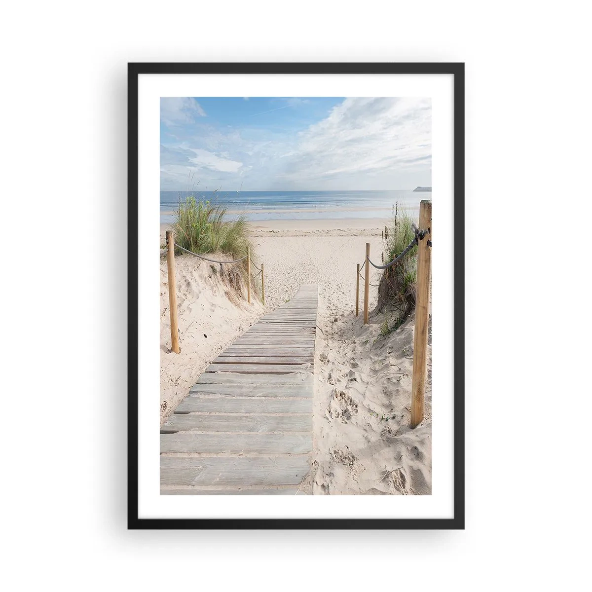 Poster in einem schwarzem Rahmen - Weg zum Strand mit Meerblick - 50x70cm - Bis zum Horizont - Moderne Wanddekoration für Wohnzimmer und Schlafzimmer ARTTOR
