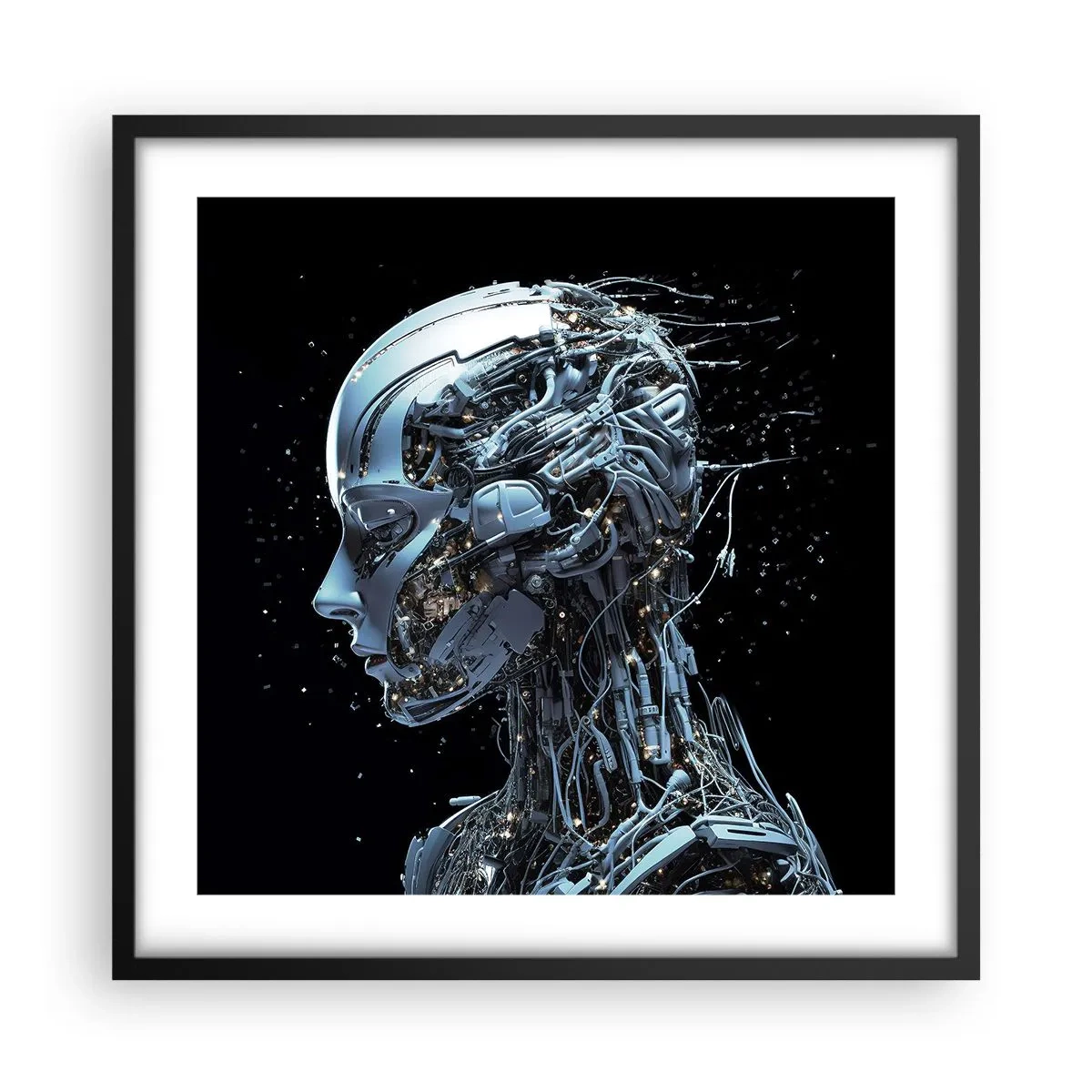 Poster in einem schwarzem Rahmen - Technologie ist eine Frau - 50x50 cm