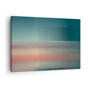Bild auf Leinwand - Leinwandbild - Ein Sonnenuntergang in Pastelltönen über einem ruhigen Horizont - 70x50cm - Abstraktion: Lichtwellen - Moderne Wanddekoration für Wohnzimmer und Schlafzimmer ARTTOR