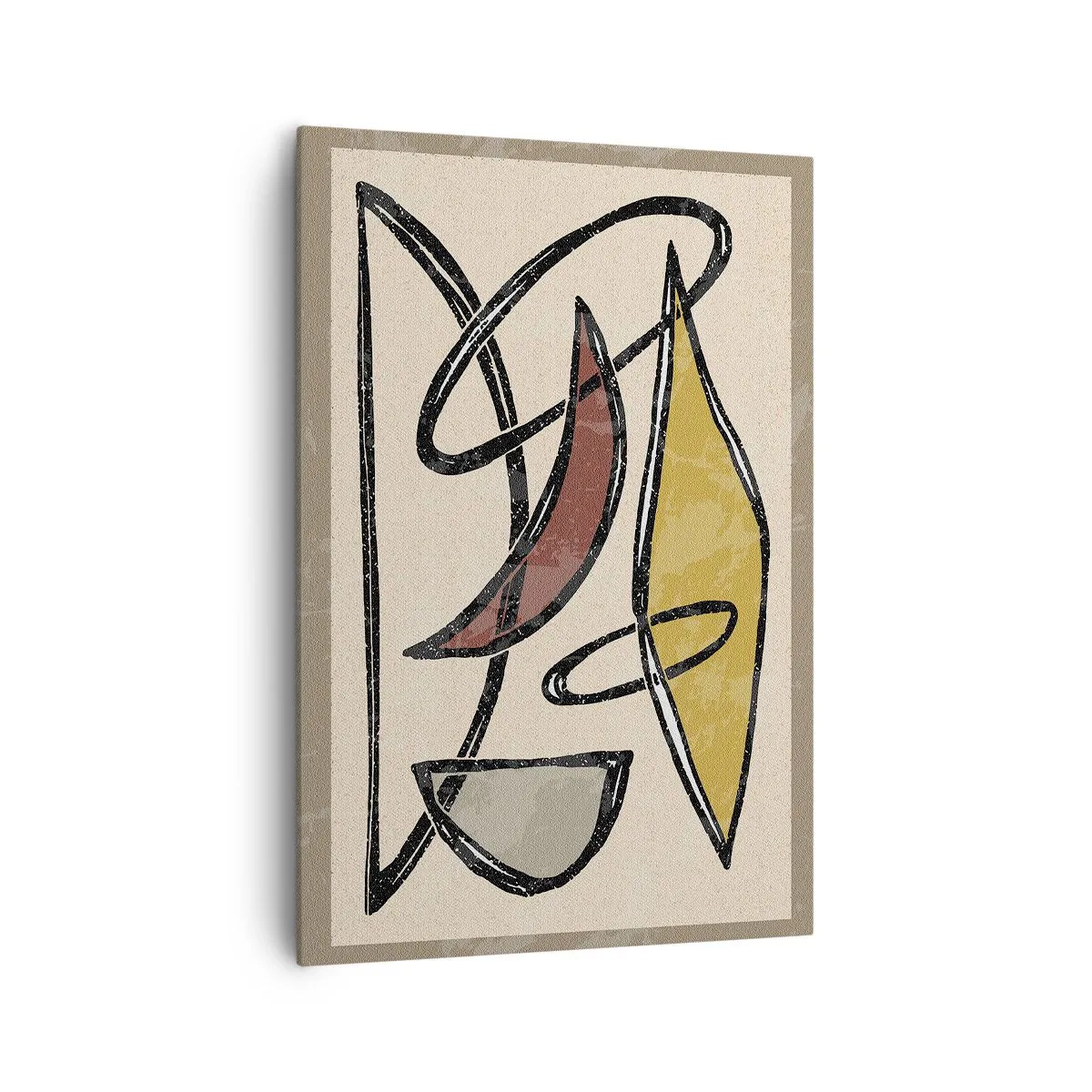 Bild auf Leinwand - Leinwandbild - Abstraktion mit geometrischen Formen und gedämpften Farben - 70x100cm - Vertikale und Horizontale - Moderne Wanddekoration für Wohnzimmer und Schlafzimmer ARTTOR