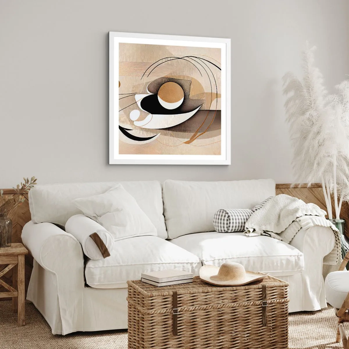 Poster in einem weißen Rahmen - Komposition: die Essenz des Wortes - 30x30 cm