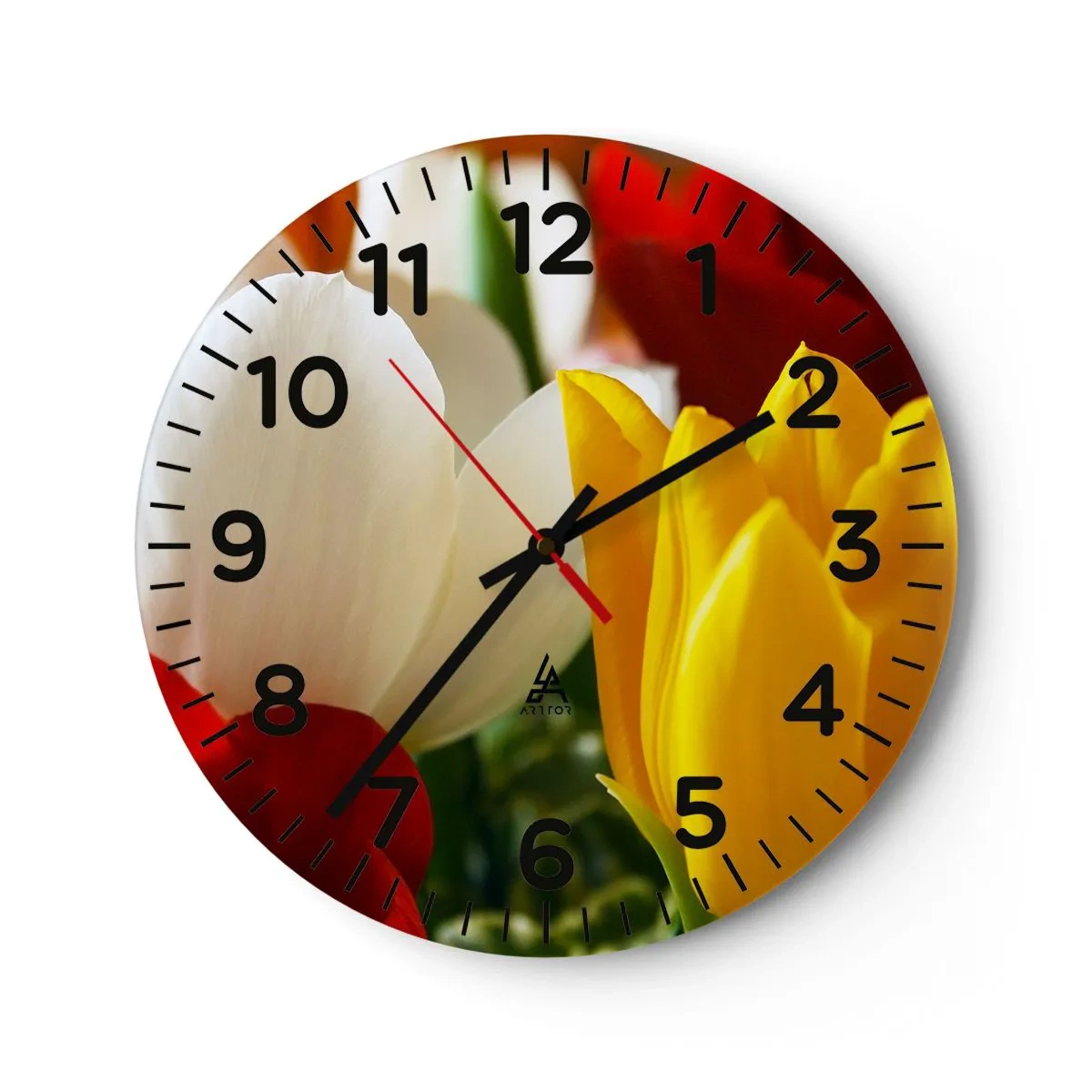Wanduhr - Glasuhr - Tulpenfieber - 30x30 cm
