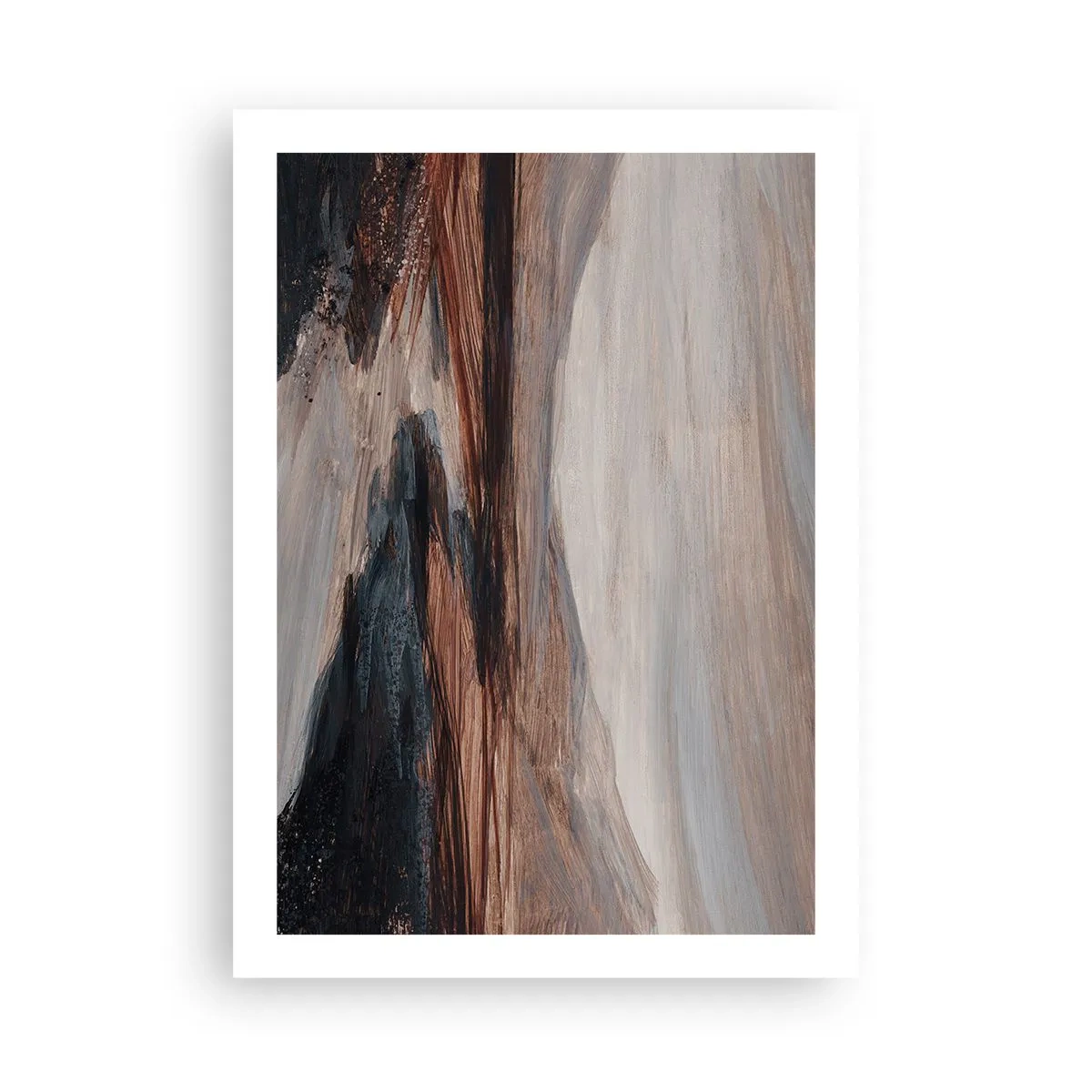 Poster - Abstrakte Komposition in Braun- und Schwarztönen - 50x70cm - Ruhiges Tal - Moderne Wanddekoration für Wohnzimmer und Schlafzimmer ARTTOR