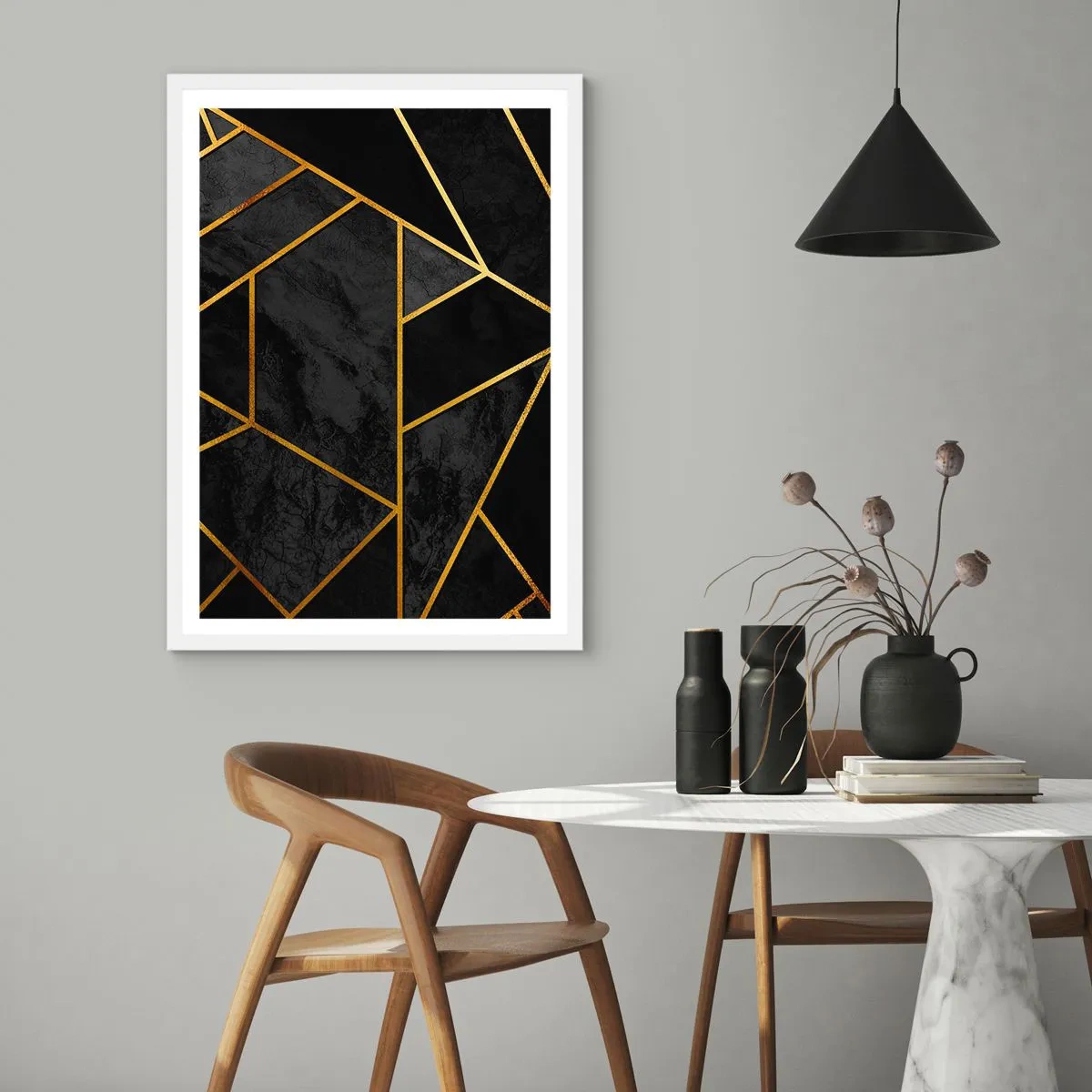 Poster in einem weißen Rahmen - Dunkelheit und Glanz - 61x91 cm