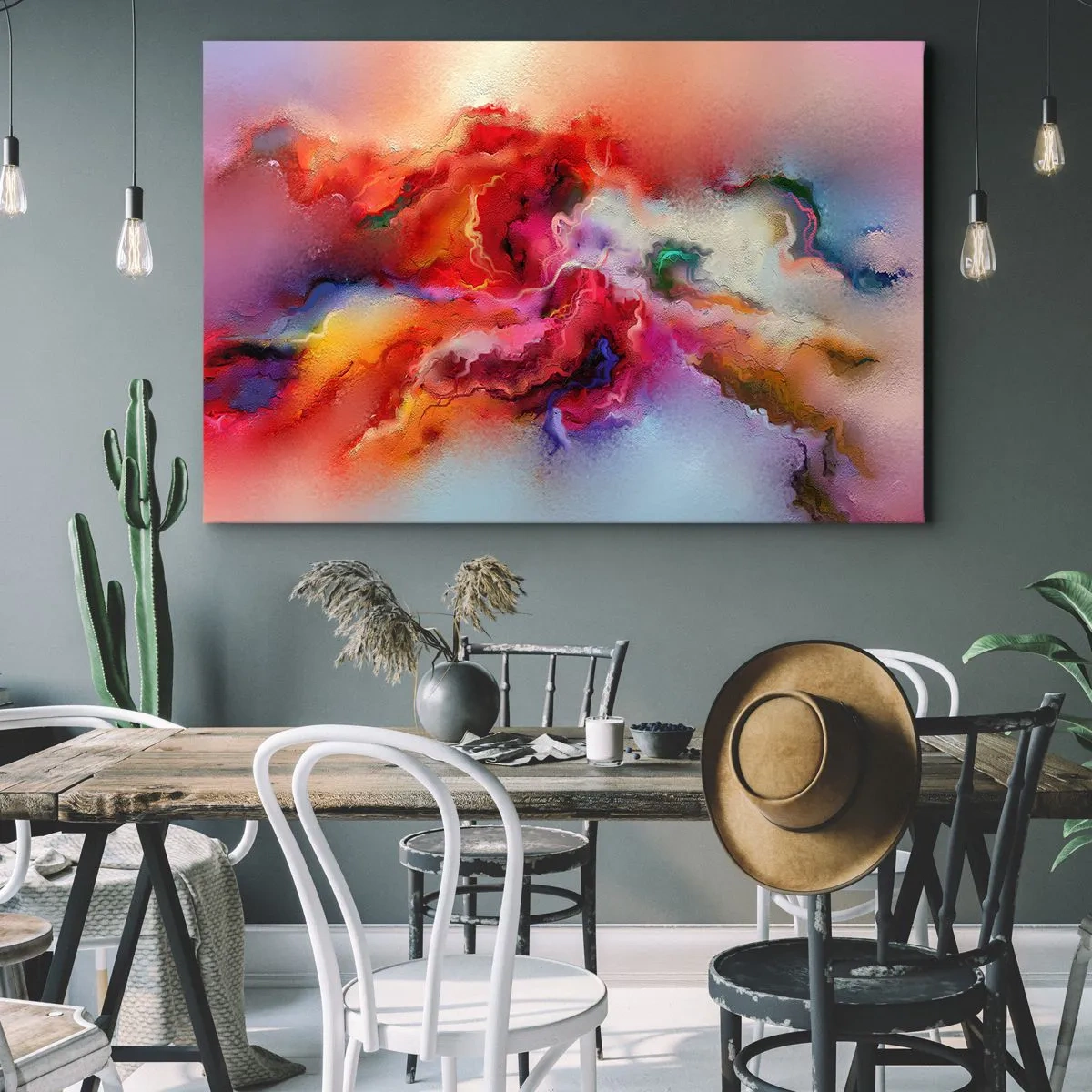 Bild auf Leinwand - Leinwandbild - Bunte Abstraktion mit dynamischer Komposition - 120x80cm - Wie man Träume fängt - rauchen - Moderne Wanddekoration für Wohnzimmer und Schlafzimmer ARTTOR