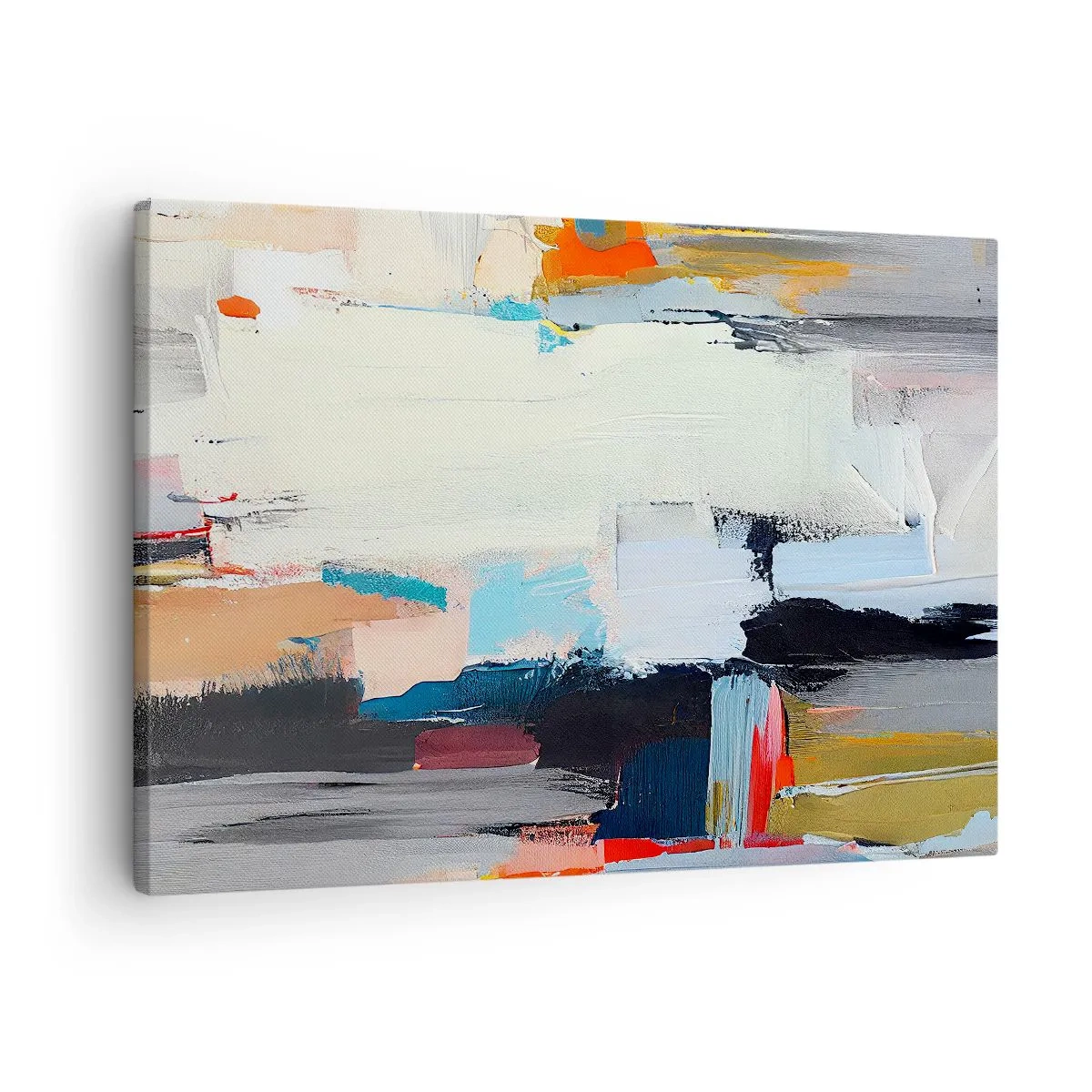 Bild auf Leinwand - Leinwandbild - Farbenfrohe Abstraktion mit dynamischen Pinselstrichen - 70x50cm - Gibt es eine Methode? - Moderne Wanddekoration für Wohnzimmer und Schlafzimmer ARTTOR