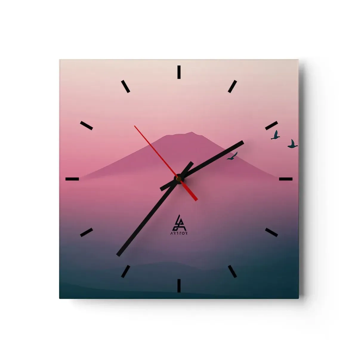 Wanduhr - Glasuhr - Wanderer über den Wolken - 40x40 cm