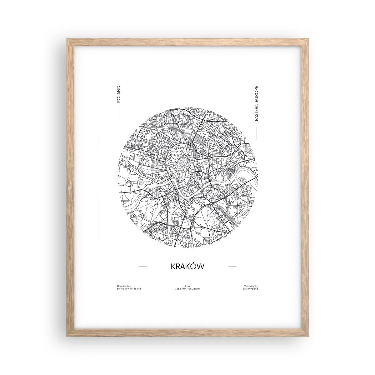 Poster in einem Rahmen aus heller Eiche - Anatomie von Krakau - 40x50 cm