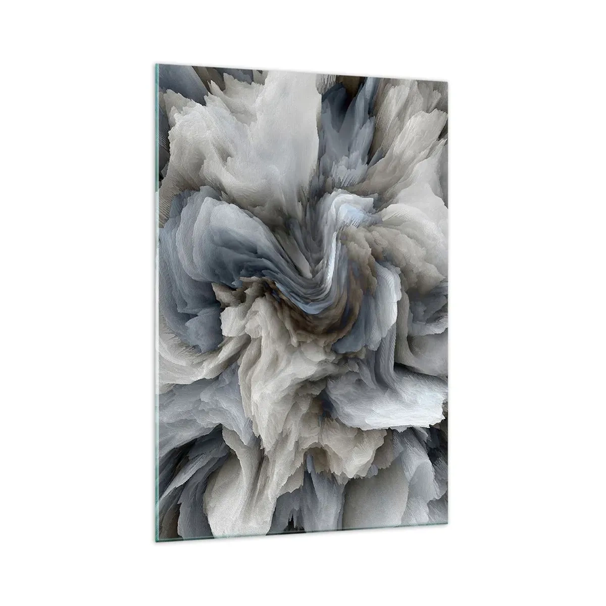 Glasbild - Bild auf glas - Abstrakter Wirbel in Grau- und Blautönen - 70x100cm - Stein und Blume - Moderne Wanddekoration für Wohnzimmer und Schlafzimmer ARTTOR