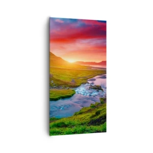 Bild auf Leinwand - Leinwandbild - Island - Feuer und Wasser - 65x120 cm