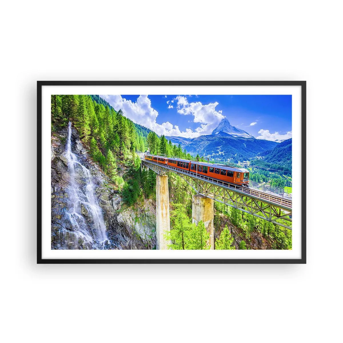 Poster in einem schwarzem Rahmen - Jetzt sind Alpen dran - 91x61 cm