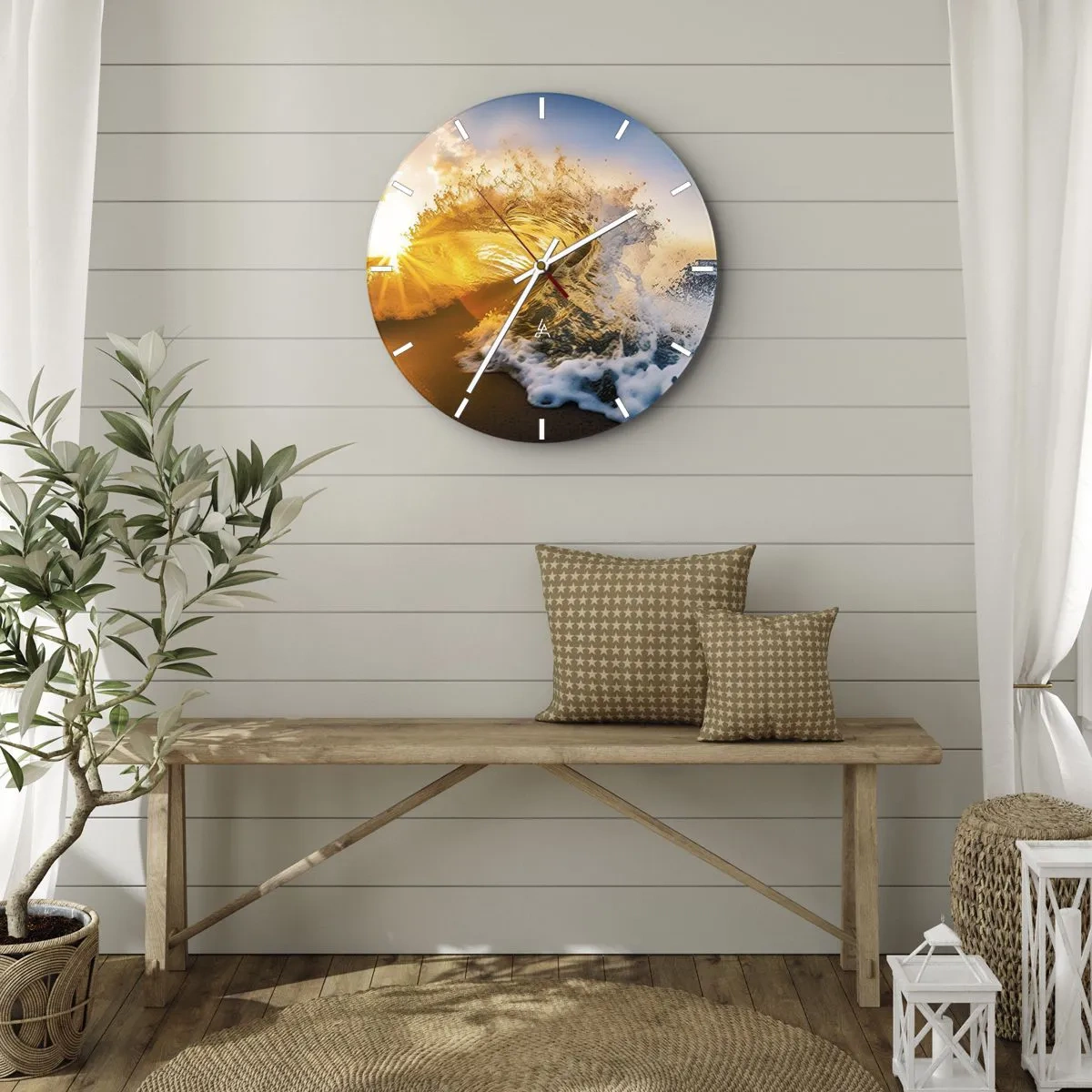 Wanduhr - Glasuhr - Spaß im Sand - 40x40 cm