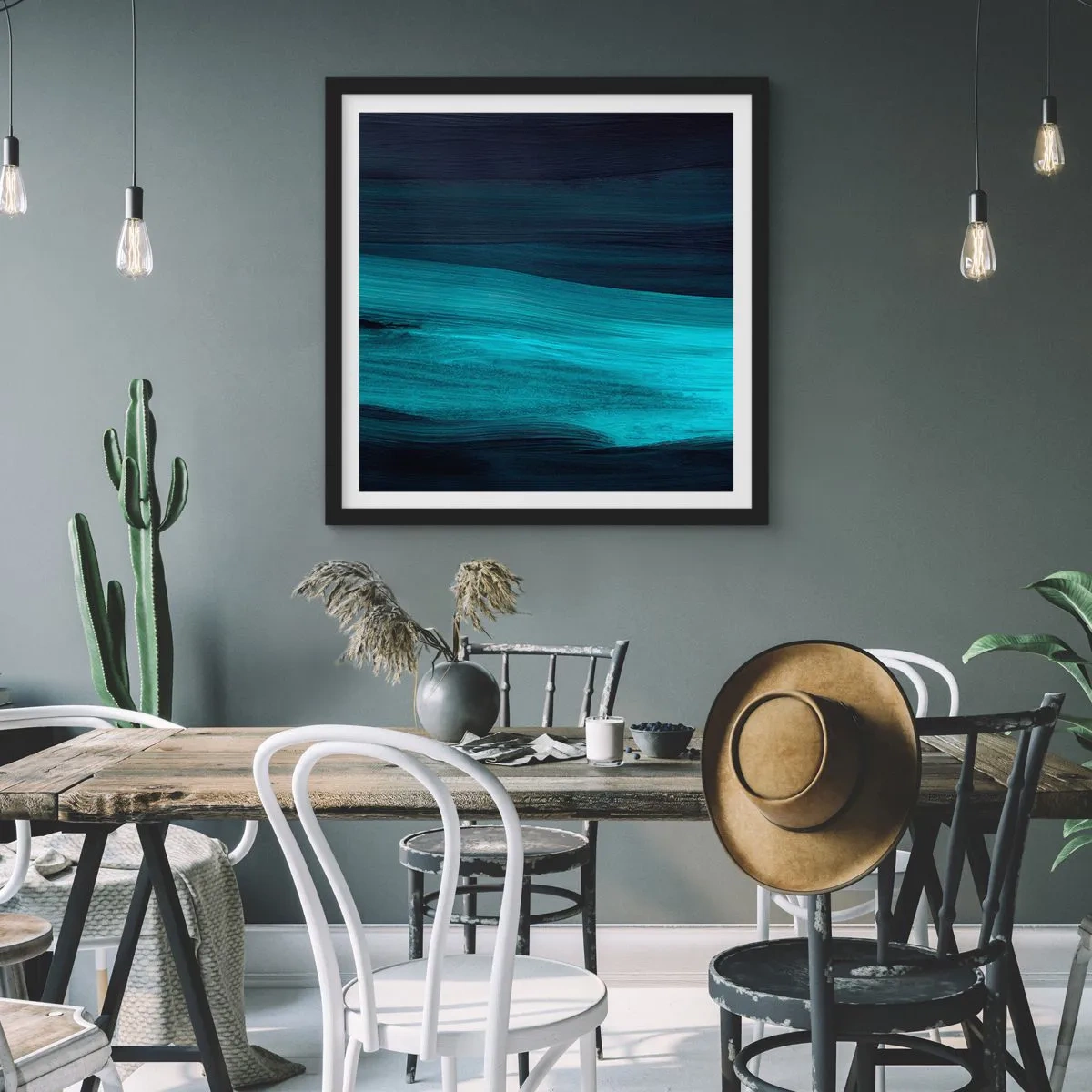 Poster in einem schwarzem Rahmen - Gehen Sie mit dem Strom - 30x30 cm